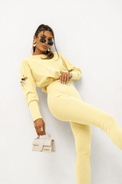 Γυναικείο Premium Σετ με Διακοσμητικές Παραμάνες & Κολάν Κίτρινο